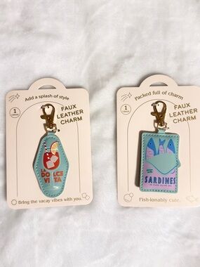 Made for Retail Set of 2 Faux Leather Charm Keychain Set